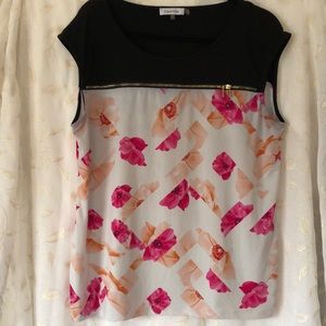 CALVIN KLEIN Floral Sleeveless Blouse - XL